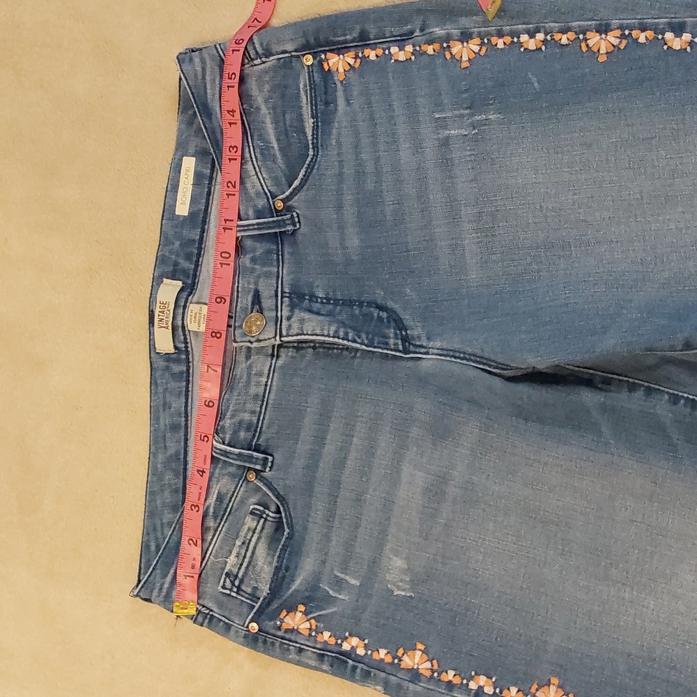 Vintage America Blues Boho Skinny jeans With Embroidered Sides Size 8/29 - Picture 7 of 13